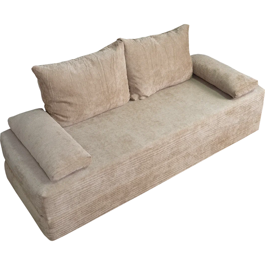 Диван бескаркасный (190×140), бежевый Chenille