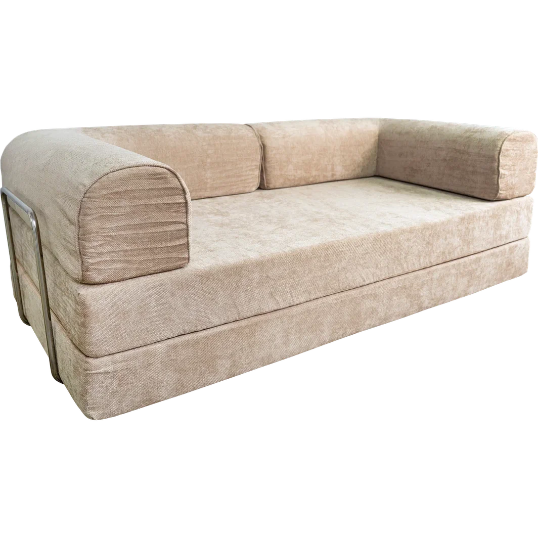 Диван бескаркасный (200×100×70 см), бежевый Chenille