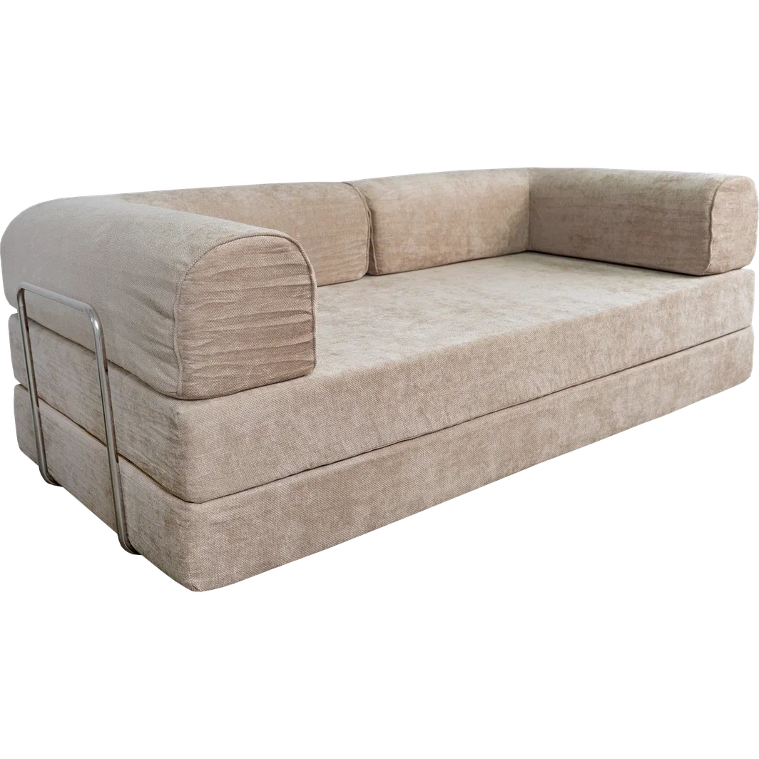 Диван бескаркасный (200×100×70 см), бежевый Chenille