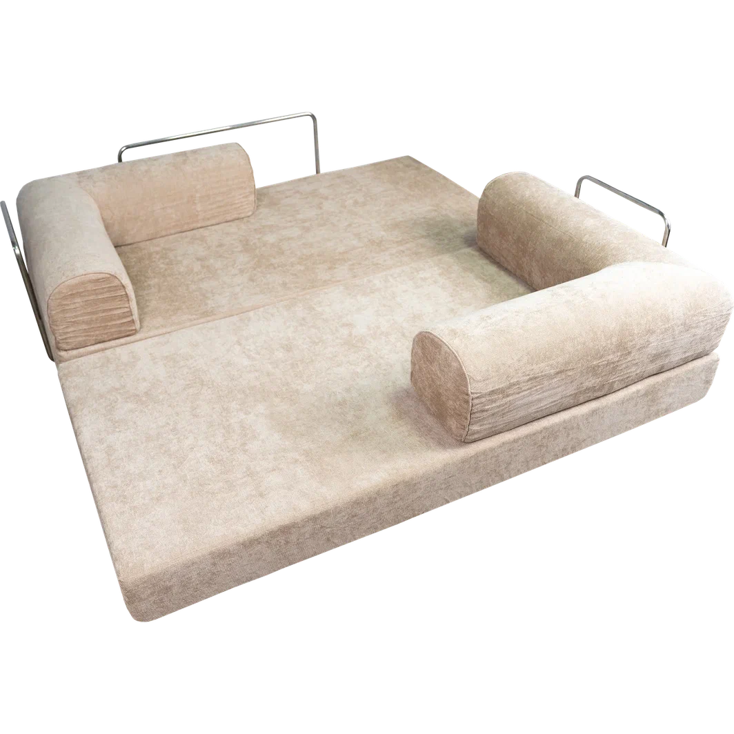 Диван бескаркасный (200×100×70 см), бежевый Chenille
