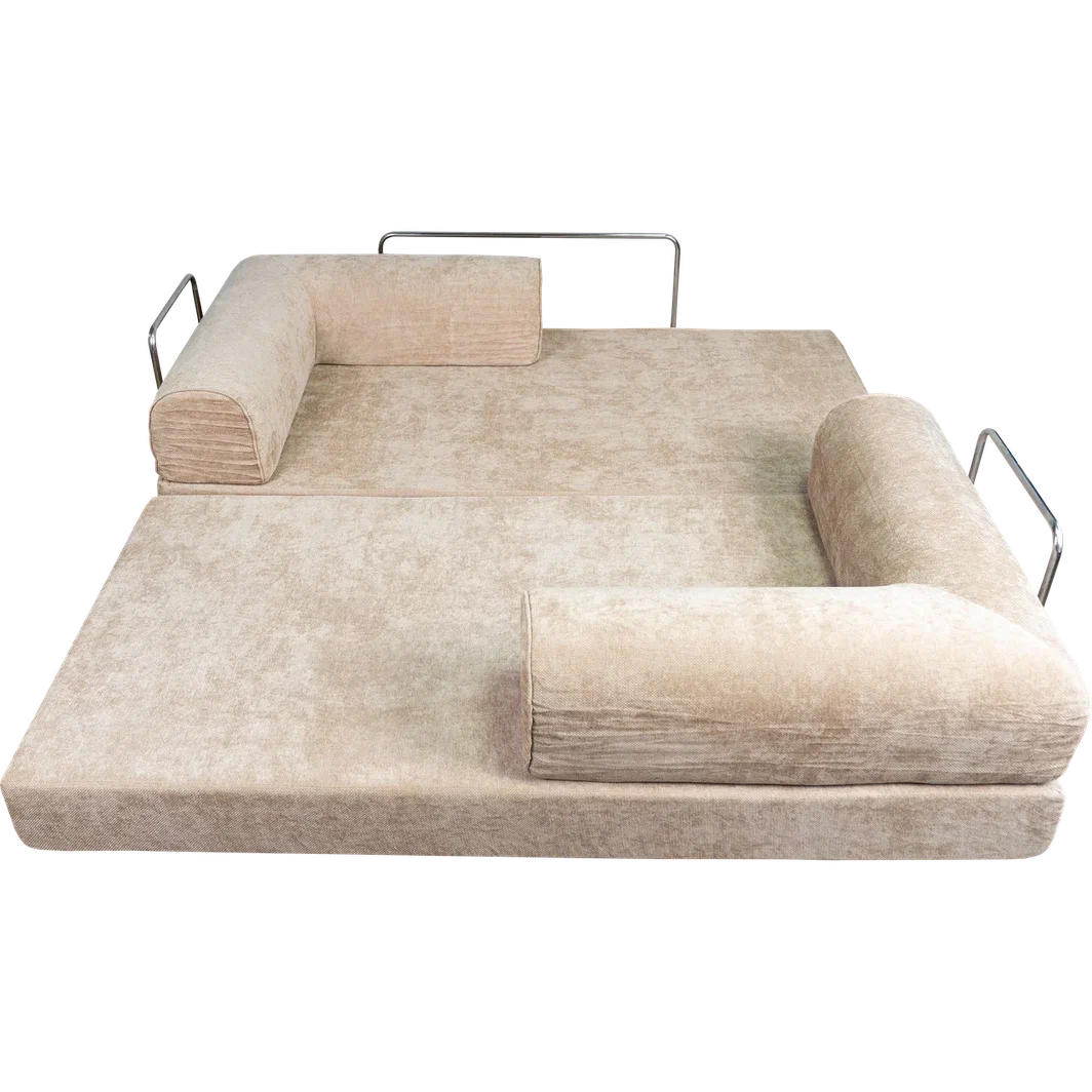 Диван бескаркасный (200×100×70 см), бежевый Chenille