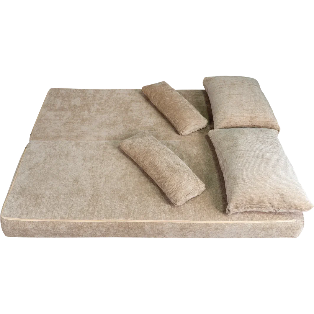 Диван бескаркасный (190×140), бежевый Chenille